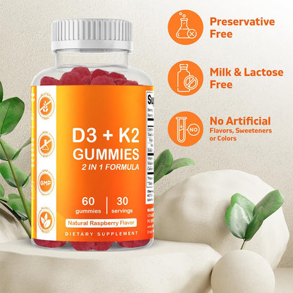 Vitamin D3 + K2 Premium Raspberry Gummies