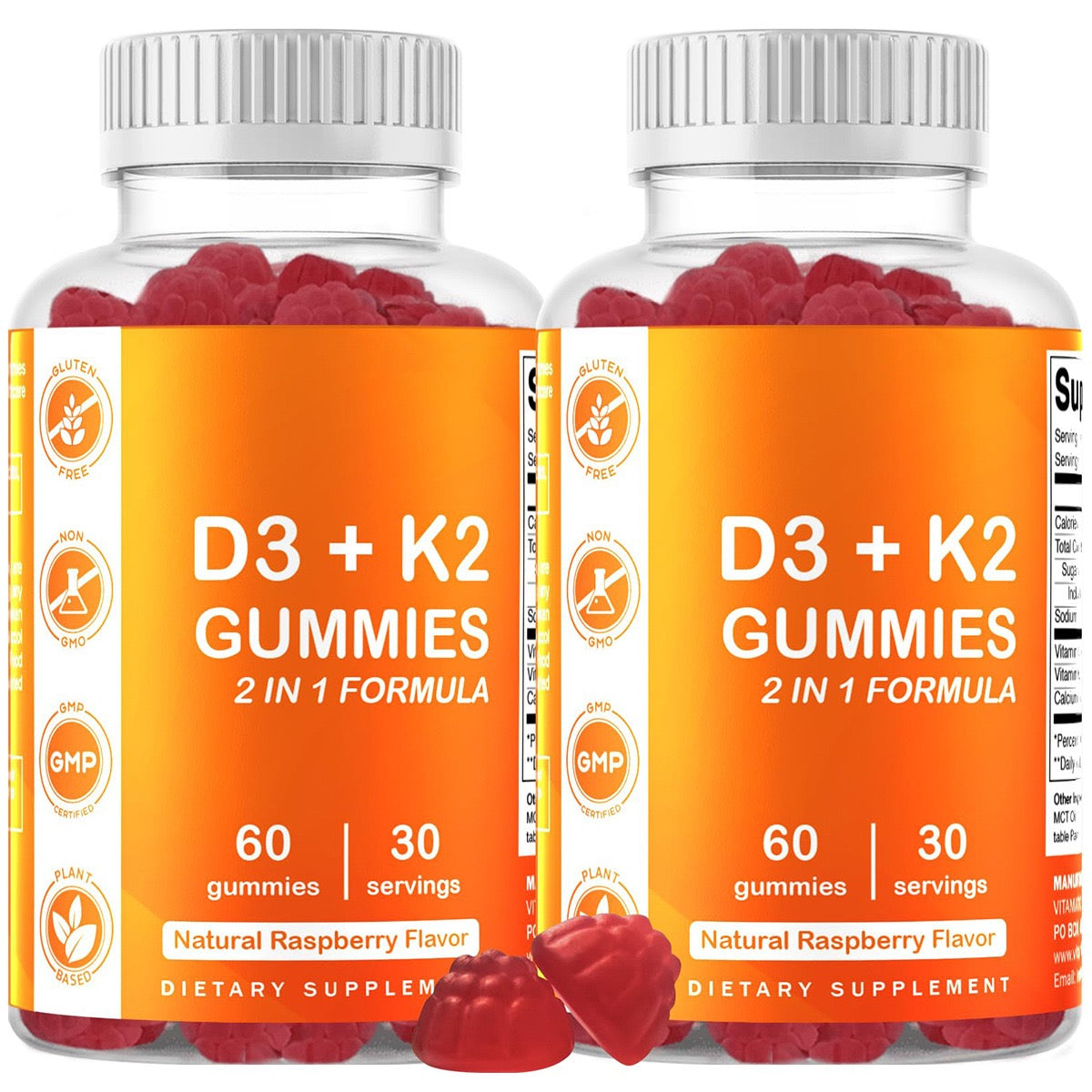 Vitamin D3 + K2 Premium Raspberry Gummies