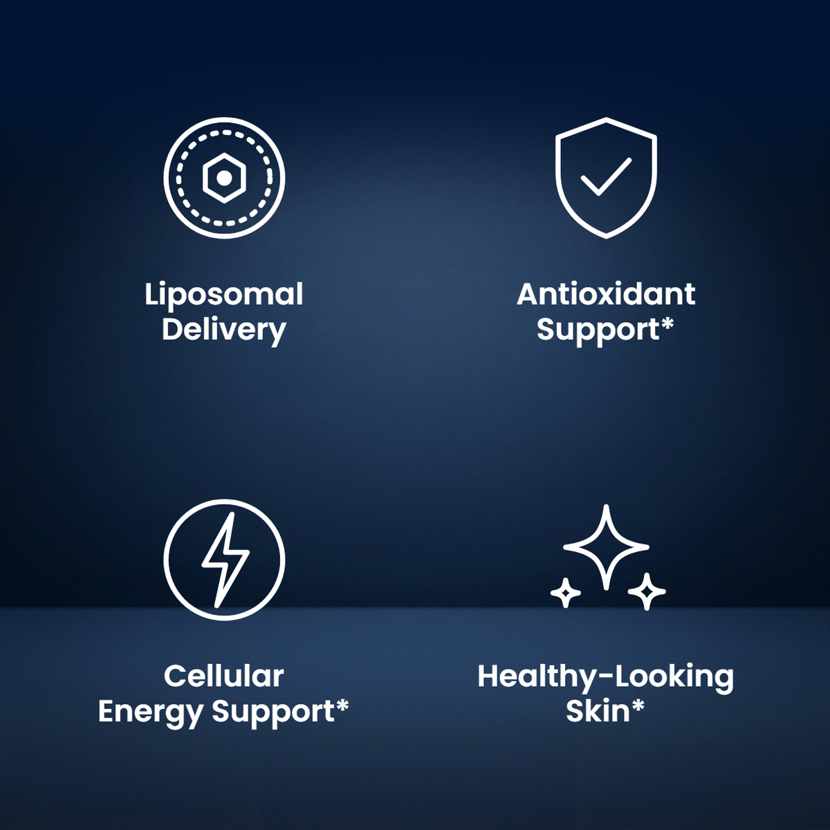 Liposomal delivery, antioxidant support, cellular energy and healthy-looking skin